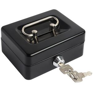 Samyersafe Compact 12.5cm Lockable Storage Box - Organizer, Portable Money Safe With Handle For Office & Home, Secure | | Iron Construction, Money Organizer Box