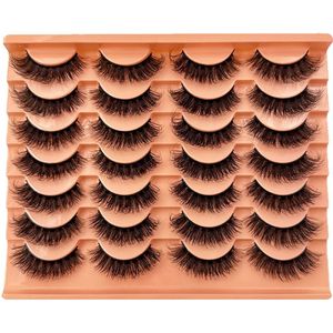 14 Wimpers Mink Fluffy Russische Strip Wimpers 3D Mink Wimpers Make-up Rommelige Wimpers Fluffy Dikke Wimpers