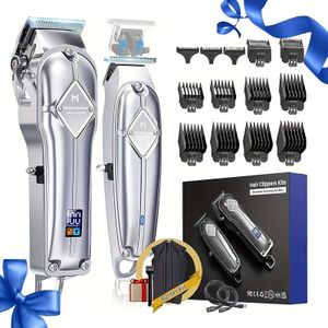 Professionele Haarclipper En Trimmer Set Voor Mannen Oplaadbare, Draadloze, LED-display, Zero Gapped Broodtrimmer, Cadeauset