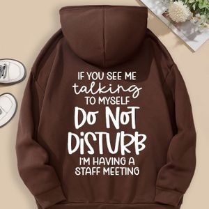 Plus Size "" Letter Print Hoodie - 100% Polyester Casual Oversized Hooded Sweatshirt With Pockets - Long Sleeve Pullover With Stretch For Fall/winter