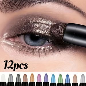 12 stuks, kleur parel pen markeerstift roterende oogschaduw pen matte waterdichte zijderups pen make-up, Valentijnsdag cadeauset, vakantiegeschenken.