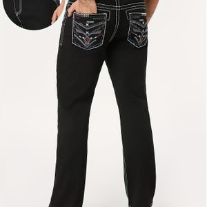 Herren Schwarze Jeans mit Streifen und Kontrastbesatz Slim Fit