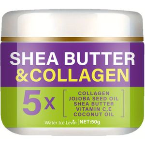 Shea Boter & Collageen Verstevigende Crème met Jojoba-olie, Shea Boter, C&E en Kokosnootolie – Geschikt voor Dijen, Billen, Armen en Buik
