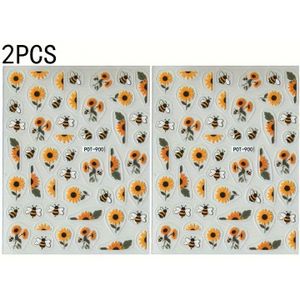 2 stuks & Bij Nagelkunst Stickers - 5D Reliëf, Zelfklevende Decals voor DIY Manicure, Perfect voor Vrouwenfeestjes