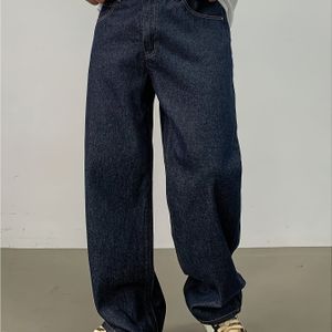 Herren Vintage Gewassen Denim Jeans - Klassieke Amerikaanse Blauwe Relaxed Fit Rechte Pijp, Non-Stretch Stof, Casual & Outdoor , Wasmachinebestendige Klassieke Blauwe Jeans voor Mannen