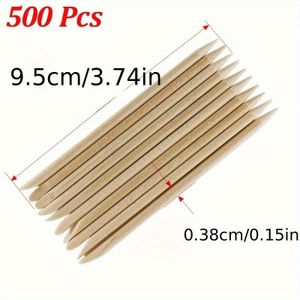 500 Stuks Hout Nagelriemverwijderaar Pusher, Dual-end Nail Art Design Manicure Pusher, Houten Stokken Nagels Accessoires Gereedschap