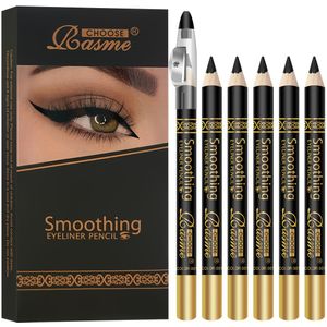 6-delige Zwarte Eyeliner Potloodset, Langhoudende Waterdichte Niet-Vervagende Eyeliner Potlood