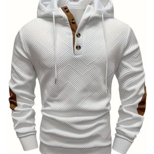 Casual Heren Hoodie - 100% Polyester, Geribbelde Manchetten & Tailleband, 280gsm Medium Gewicht, Machinewasbaar, Kleur Pullover voor Lente/Herfst