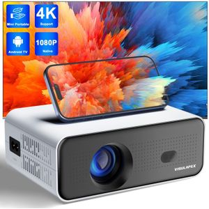Mini HD Smart Projector 4K Ondersteunt 1080P, Ingebouwde , 11, BT Wi-Fi, Compatibel met TV Stick/PC/Smartphones/USB, Ingebouwde Speaker, Thuisbioscoop voor Buiten en Kantoor