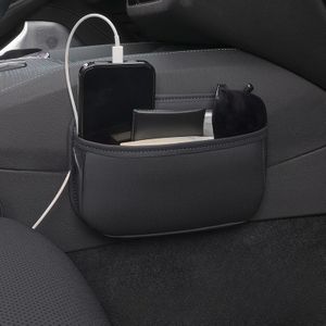 Leather Car Phone Holder With Magnetic Closure, Vehicle Door Mount Storage Organizer, Universal Auto Interior Accessory For Smartphone And Essentials