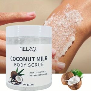 MELAO Kokosmelk Body Scrub met Doodszeewaterzout en Essentiële Oliën - Hydraterend, Alcoholvrij, Geurig met Kokos, voor Alle Huidtypes - Diepe Reinigende Pasta met Zout