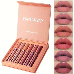 6-delige HANDAIYAN Matte Vloeibare Lipstick Make-up Set - Langhoudende Waterproof & Non-Fade Lipgloss, , 6 Tinten (Roze, Rood, , Bourgondië, Nude, ), Alle Lichte Types, Lipstick Set, ,