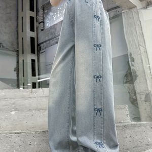 Meisjes Wijdpantalon Jeans - Franje Zoom & Strikriem, Rechte Poot Relaxed Fit Non-Stretch Broek voor Lente Zomer Herfst, Casual Western Style (Handwasbaar) Kinderkleding