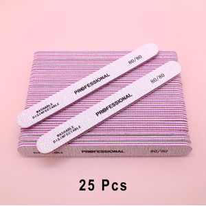 25 Stuks Professionele Nagelvijlen Grijs Zandpapier 80/80 Kruisvijlen Rechte Zebra-vijlen Manicure Polijsten Nagelkunstgereedschap Emery Board Nagelvijlen Voor Acryl- En Natuurlijke Nagels