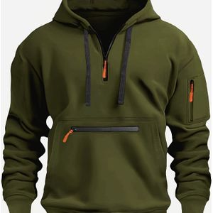Heren Casual Fleece Hoodie met Ritszak - Lange Mouwen, Gezellige Pullover voor Herfst/Winter, Trui Hoodie