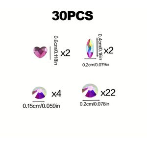 30st Vlinder Ronde Kleurrijke Tanden Decoratie Y2K Schattige Tand Accessoires Set voor Dagelijks Gebruik, Feesten, Festivals Mannen en Vrouwen Geschikt Bevat geen Lijm