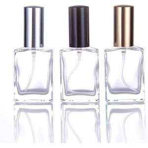 4 stuks 15ml Plat Vierkant Parfum Glazen Flesjes, Lege Navulbare Draagbare Cosmetische Sprayflesjes