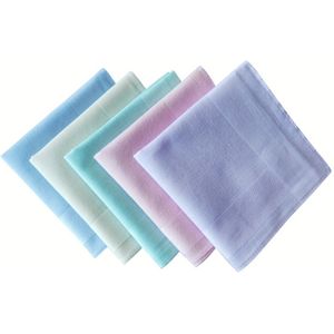 5-Pack katoenen zakdoeken, 100% katoen geweven, lichtgewicht modieuze snoepkleuren, decoratieve gemonteerde gelegenheidsaccessoire, alleen handwas