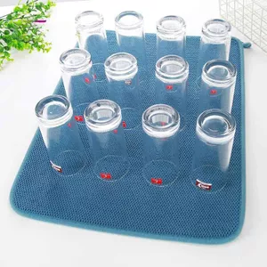 COM-FOUR® afdruipmat voor borden, bestek en potten - afdruiprek 48 x 38 cm - droogmat van microvezel - spoelbakmat (1 stuk - mat