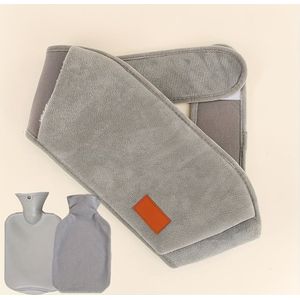 Druppelvormige Driestuk Tailleondersteuningsset met Watergevulde Warmwaterkruik, Warme Riem en Stoffen Hoes PVC 1L Navulbare Tas voor Buik- en Tailleverwarming
