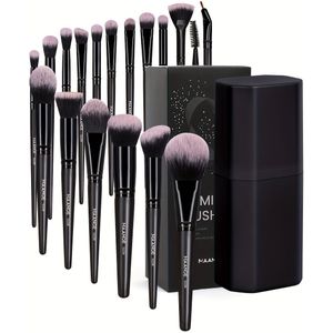 18pc Maange Makeup Brush Set With Cylinder Holder, Portable Beauty Tools Kit, Complete Make-up Brushes For Beginners To Professional Artists, Travel-friendly, Ideal Gift For Women