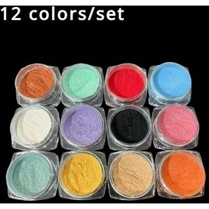 12-Kleurenset Natuurlijke Mica Poeder voor Zeep, Cosmetica en Nagelkleurstof - Modieuze Kleurrijke Sieradenaccessoires