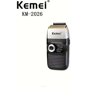 1pc Kemei KM-2026 Professionele 2-in-1 Elektrische Haar en Trimmer, USB Oplaadbaar met Digitaal Display, Lithium Batterij, 1400mAh, 3-Snelheid, 2U Oplaadtijd, 2U Bedrijfstijd, Voeding, ≤36V