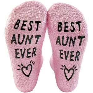 Edition "Beste Tante" Slogan Vloersokken - Zachte Flock Antislip , Knusse Huissloffen met Tante-Thema Cadeau, Alleen Handwas ()
