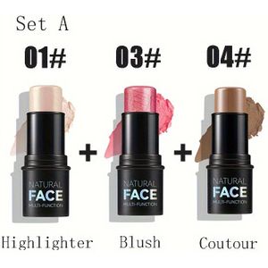 MLSMILE 3-delige Contour & Highlighter Set - Langhoudend, Matte Blush voor Wangen in , Roze, Nude Tinten - Perfect Cadeau voor Vrouwen