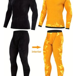 2-Pack Thermische Ondergoed Set voor Heren | Ronde Hals, Kleur, Lichte Stretch, Herfst/Winter Seizoen