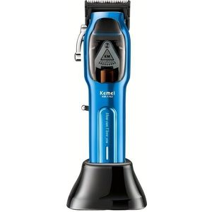 KEMEI Nieuwe Elektrische Haartrimmer Transparante Machine Cover Poedermetallurgie Mes Hoofd USB Snel Opladen Verstelbare Mes Hoofd KM-1763 Elektrische Pusher