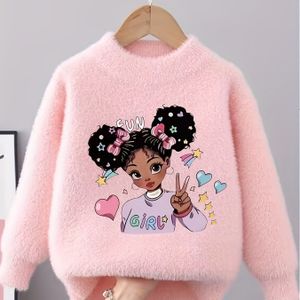 2025 Trendy Koreaanse Wintertrui voor Meisjes - Dikke Cartoon voor Warmte