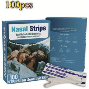 100-Pack Onzichtbare Ademende Neusstrips, Elastische Anti-Snurkstickers voor Dagelijkse Oefening en , Verkleinen van de Neusgrootte voor Meer Luchtstroom, Modieuze Transparante Botvorm