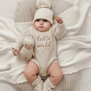 2 stuks Nieuwgeboren Fotografie Outfit, Baby Meisje Gebreide Capuchon Trui en Pullover Set, Herfst/Winter Kleding voor Jongens, Perfect voor Buiten