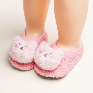 Baby Beer Slippers & Sokken - Zachte -Slip Binnen/Buiten Eerste Stapjes, Schattig Roze & Teddybeer Ontwerp met Pootafdruk , Ademend voor Alle Seizoenen - (Alleen Handwas) voor & ( &)