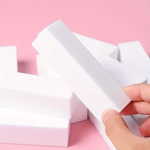 10st Witte Nagelvijlen voor Acryl & Gel - Schuim, Geurloze Manicure Gereedschappen voor Handen, Voeten & Nagels