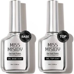 MISS MISIDY 2 stuks 16Ml Coat en Base Coat Set - Glanzende Finish en Langdurig, Soak Off LED Nagellamp Gel Base Finish Nagelkunst Ontwerp Manicure Geschenken voor Vrouwen
