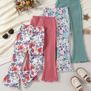 4 stuks Meisjes Slim-Fit Broek met - Broek met , Roze , Zwart & Luipaardprint - Lente/Herfst Casual Kleding (Roze, Wit, Grijs, ) - Wasmachinebestendige Rekbare Broek, Perfect voor Buiten