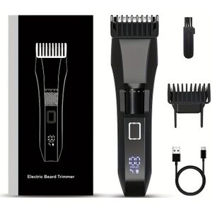 Baardtrimmer voor Mannen met 20-Stappen Verstelbaar Meswiel, Roestvrijstalen voor Nauwkeurige Verzorging van Gezichtshaar, Draadloos