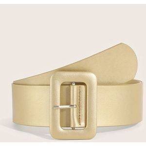 Chique Gouden Brede Riem voor Vrouwen - Verstelbare Vierkante Gesp, Gladde Glanzende Afwerking, Elegant Ontwerp voor Jurken, Jassen & Casual Kleding, Riemen voor Jurken