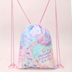 Mermaid 3d Printed Polyester Drawstring Backpack, Adjustable Straps, Casual Bundle Pocket, Sport Gym Training Storage Bag, , Mixed Color