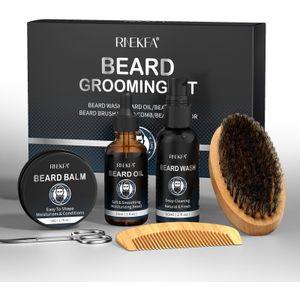 Heren Baardverzorgingsset, Baardolie, Baardbalsem, Baardborstel, Kam, Schaar, Opbergzak, Baardverzorgings- en , Hydraterend & Glansversterker