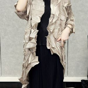 Plus Size, Midden-Oosterse Ramadan-geïnspireerde onregelmatige geplooide design dames lente/zomer nieuwe lange vest, dun en middellange bovenkleding