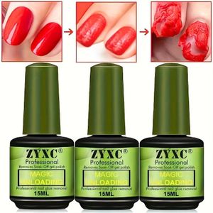 Gel Nagellakverwijderaar, 3 flessen, Snel verwijdering in 2-3 minuten, Geen schade aan lichtbeige nagels, Geurloos, Geen folie of weken nodig, Makkelijk te gebruiken