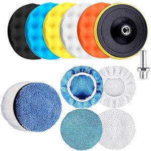 5/6 Inch 13 Stuks Polijstpads, 6 Inch Auto Polijstpadset, Schuimpolijstpads, Waxbuffer Polijstmachinebevestiging Voor