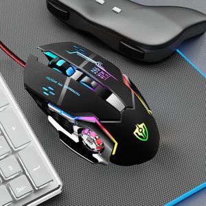 Verlichte USB Bedrade Gaming Muis met 6 Knoppen - Lichtgevende Mechanische Programmering voor Computer, PC, Laptop - Klaar