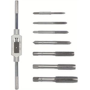 8pcs Tap Wrench Set, Tap Set, Tap Machine Hand Screw Thread Taps Set, Thread Plug Tap Drill Bits Set, With Adjustable Tap Reamer Wrench Hardware Tool