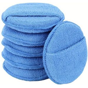 Set van 6 nieuwe microvezel wax applicator pads, ontworpen voor auto's, met een vingerzak voor eenvoudig gebruik, ideaal voor polijsten en gedetailleerd polijsten, met een diameter van 5 inch.