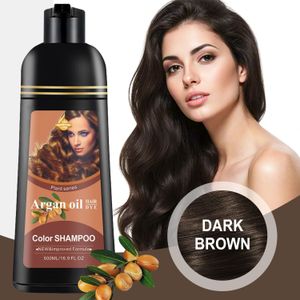 Donkerbruine Marokkaanse Arganolie Haarverf Crème - Snel, 100% Witte , Niet-Irriterend, Geurloos, Hydraterend & Vermindert Kapotte Haar, Geschikt voor Alle Haartypes