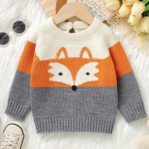 De DovFanny & Cartoon Vos Trui - Zachte Lange Mouwen Pullover met Geribbelde Rand, Knusse Herfst-Winter Outfit voor Unisex, Medium Elastische Stof